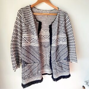 Lucky Brand Woven Textured Open Front Cardigan Large